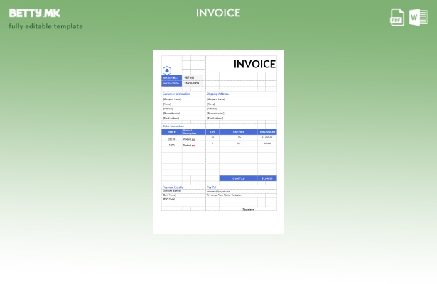 Шаблон за неданочна фактура во модерен стил